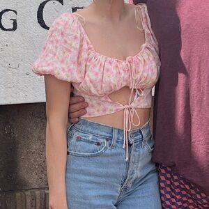 Floral Pink Crop Top